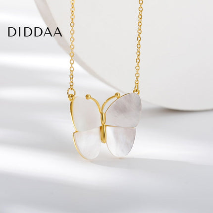 Jubille Pendant Necklace | Gold Pearl White Butterfly Chain - Necklaces