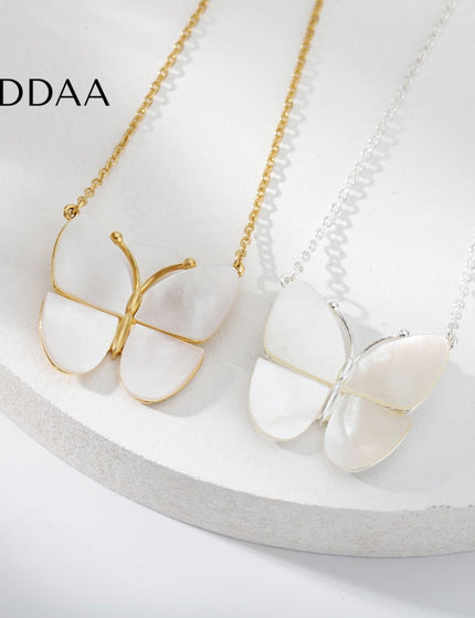 Jubille Pendant Necklace | Gold Pearl White Butterfly Chain - Silver - Necklaces