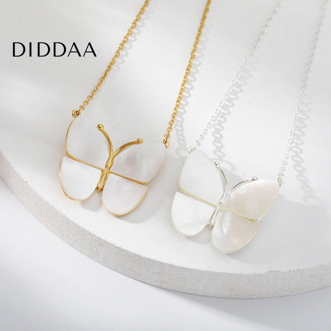 Jubille Pendant Necklace | Gold Pearl White Butterfly Chain - Silver - Necklaces
