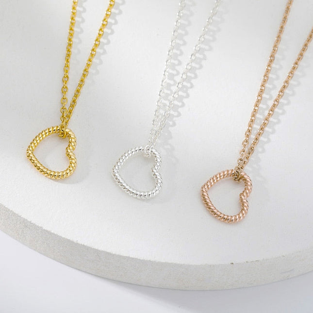 Boulot Pendant Necklace | Gold Silver Rose Love Heart Chain - Gold - Necklaces