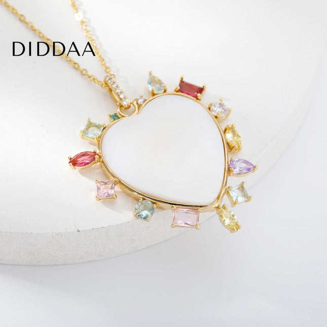 Lasting Pendant Necklace | Gold Zirconia Stone Heart Chain - Necklaces