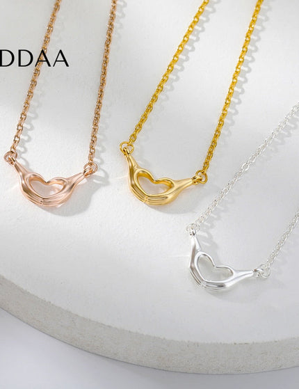 Conjoined Pendant Necklace | Gold Love Heart Chain - Silver - Necklaces