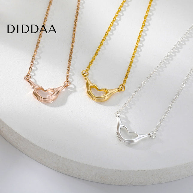 Conjoined Pendant Necklace | Gold Love Heart Chain - Silver - Necklaces