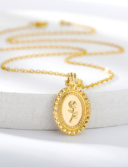 Laisse Pendant Necklace | Gold Rose Flower Chain - Gold - Necklaces