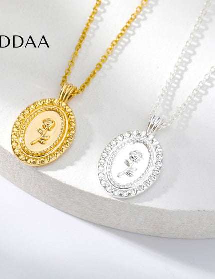 Laisse Pendant Necklace | Gold Rose Flower Chain - Silver - Necklaces
