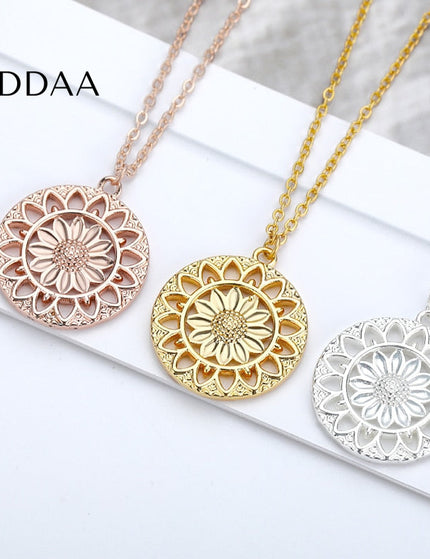 Sierra Pendant Necklace | Gold Large Sun Chain - Silver - Necklaces