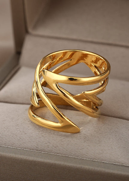 Burwood Ring | Gold Thick Statement Ring - Adjustable / Gold - Rings