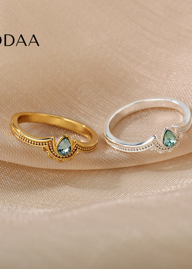 Emre Ring | Gold Simple Zirconia Stone Cocktail Ring - 7 / Silver - Rings