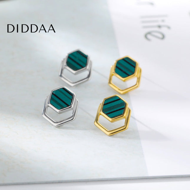 Sage Earrings | Gold Green Stud Earrings - Silver - Earrings