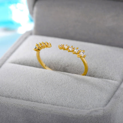 Boveda Ring | Gold Silver Simple Zirconia Fine Ring - Adjustable / Gold - Rings