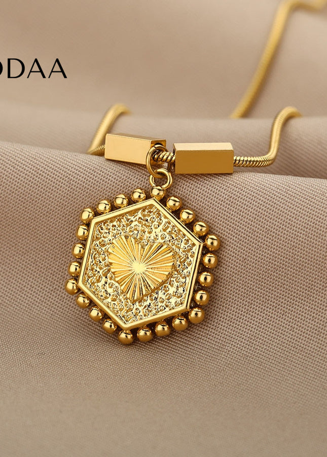 Charmed Pendant Necklace | Gold Statement Chain - Gold - Necklaces