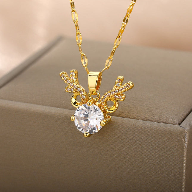 Debut Pendant Necklace | Gold Zirconia Stone Chain - Gold - Necklaces