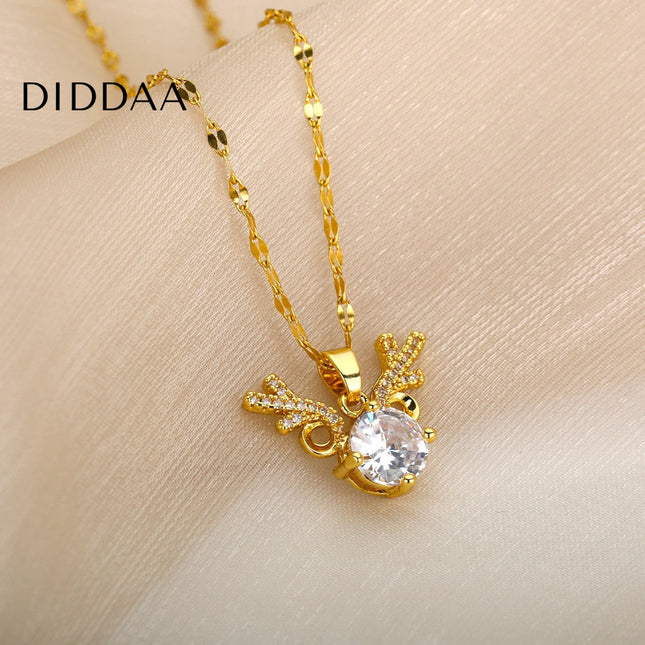 Debut Pendant Necklace | Gold Zirconia Stone Chain - Gold - Necklaces