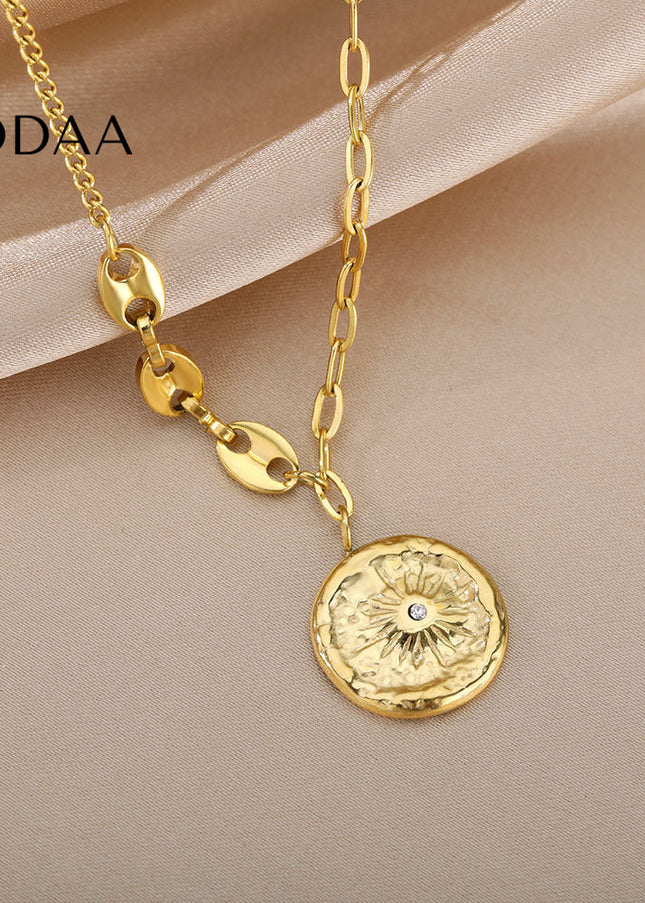Promise Pendant Necklace | Gold Small Zirconia Chain - Gold - Necklaces