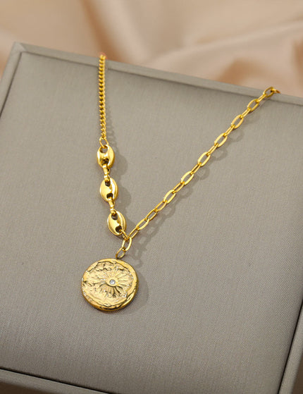 Promise Pendant Necklace | Gold Small Zirconia Chain - Gold - Necklaces