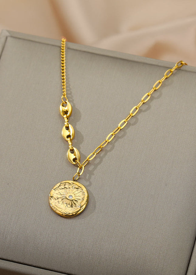 Promise Pendant Necklace | Gold Small Zirconia Chain - Gold - Necklaces