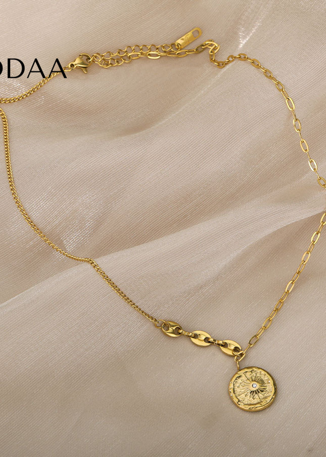 Promise Pendant Necklace | Gold Small Zirconia Chain - Gold - Necklaces