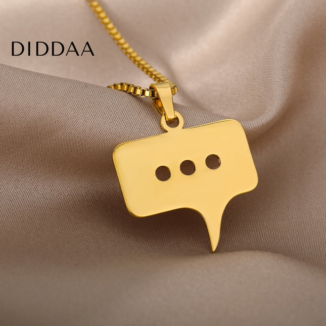 Blurb Pendant Necklace | Gold Silver Speech Bubble Chain - Necklaces
