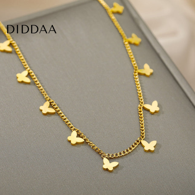 Revenir Necklace | Gold Butterfly Slim Chain - Gold - Necklaces