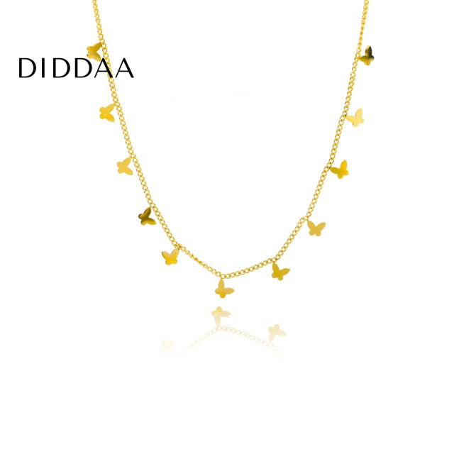 Revenir Necklace | Gold Butterfly Slim Chain - Gold - Necklaces