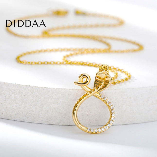 Livre Pendant Necklace | Gold Snake Animal Zirconia Chain - Necklaces