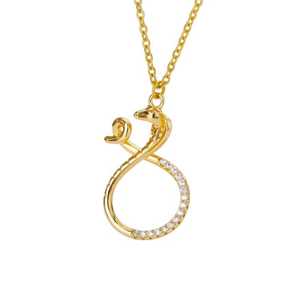 Livre Pendant Necklace | Gold Snake Animal Zirconia Chain