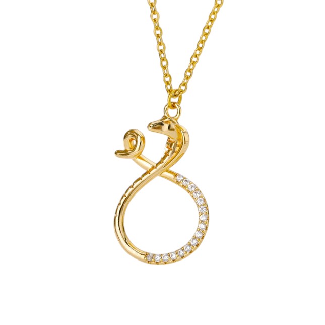 Livre Pendant Necklace | Gold Snake Animal Zirconia Chain
