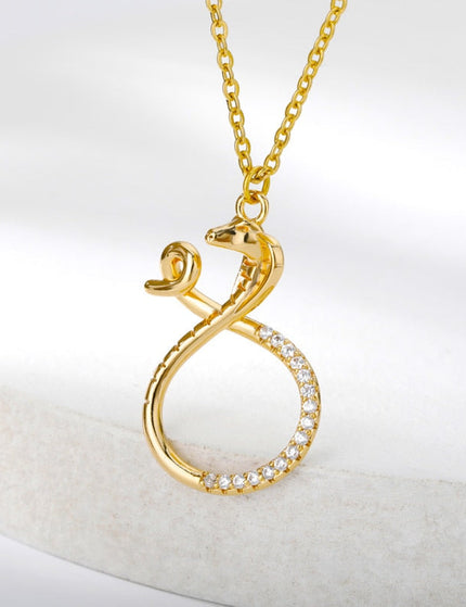 Livre Pendant Necklace | Gold Snake Animal Zirconia Chain - Gold - Necklaces