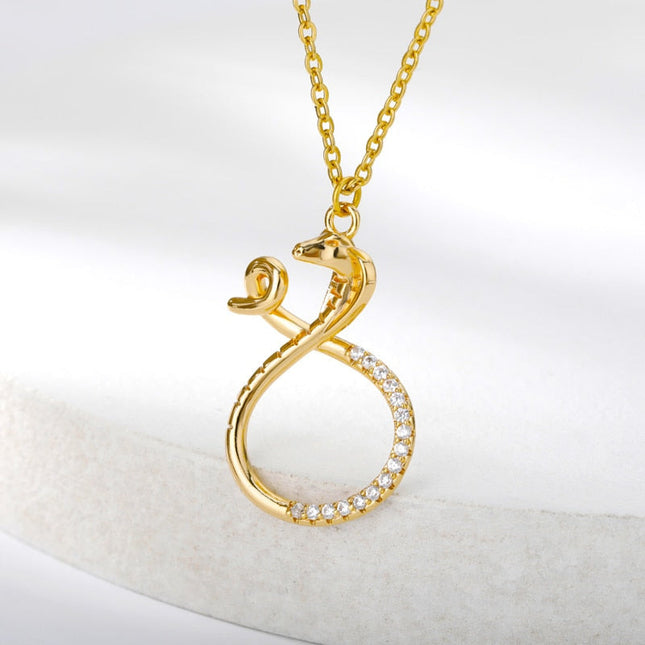 Livre Pendant Necklace | Gold Snake Animal Zirconia Chain - Gold - Necklaces