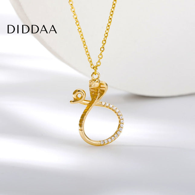 Livre Pendant Necklace | Gold Snake Animal Zirconia Chain - Necklaces