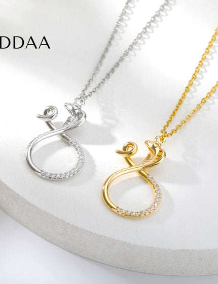Livre Pendant Necklace | Gold Snake Animal Zirconia Chain - Silver - Necklaces