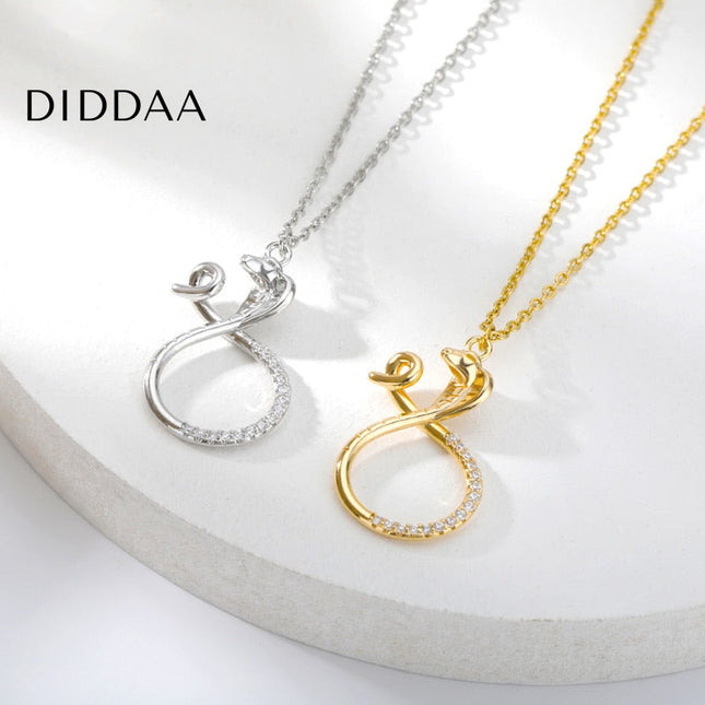 Livre Pendant Necklace | Gold Snake Animal Zirconia Chain - Silver - Necklaces