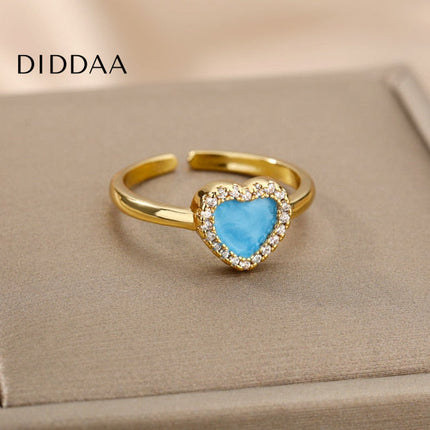 Murcia Ring | Gold White Heart Zirconia Cocktail Ring - Rings