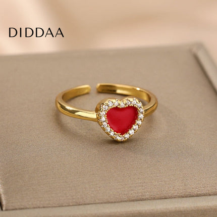 Murcia Ring | Gold White Heart Zirconia Cocktail Ring - Rings