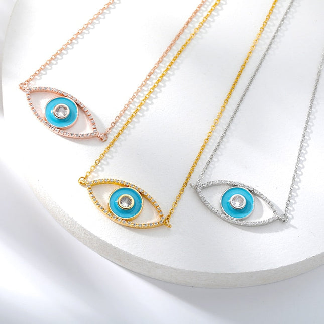 Turkese Pendant Necklace | Gold Evil Eye Chain - Gold - Necklaces