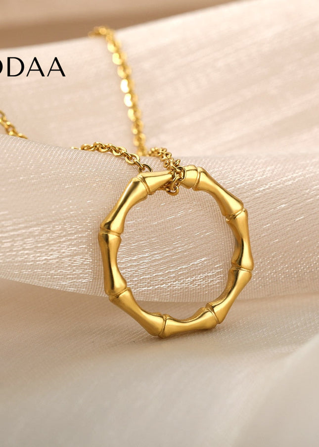 Caribbean Pendant Necklace | Gold Silver Ring Chain - Gold - Necklaces