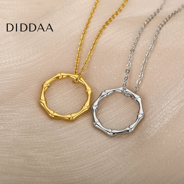 Caribbean Pendant Necklace | Gold Silver Ring Chain - Silver - Necklaces