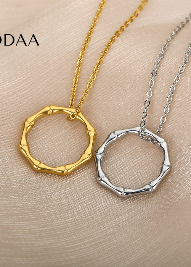 Caribbean Pendant Necklace | Gold Silver Ring Chain - Silver - Necklaces