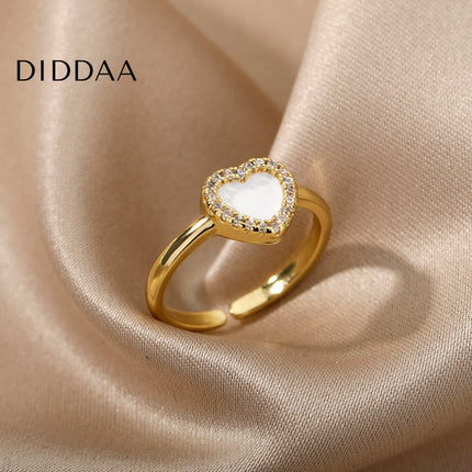 Murcia Ring | Gold White Heart Zirconia Cocktail Ring - Rings