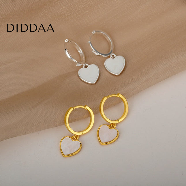 Fromage Earrings | Gold Cute Heart Hoop Earrings - Silver - Earrings