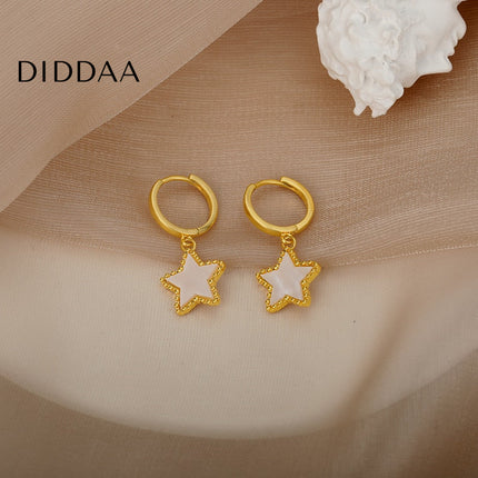 Mantra Earrings | Gold Star Hoop Earrings - Earrings