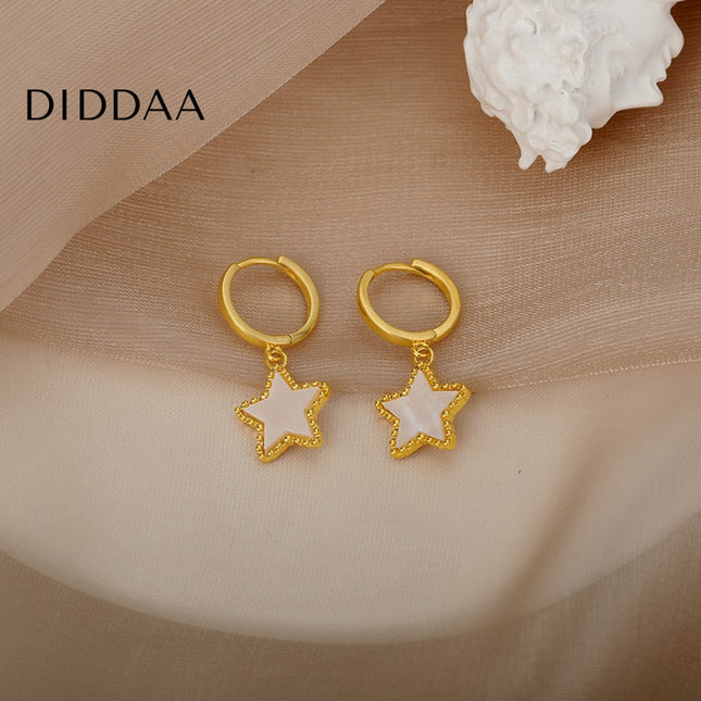 Mantra Earrings | Gold Star Hoop Earrings - Earrings