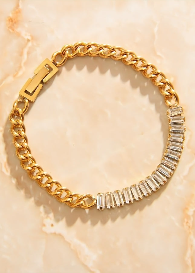 Milan Bracelet | Gold Half Zirconia Tennis Bracelet - Gold - Bracelets