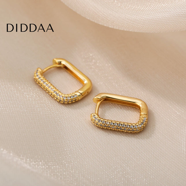 Rocco Earrings | Gold Zirconia Clip Cute Hoop Earrings - Earrings