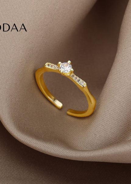 Lucca Ring | Gold Zirconia Small Stone Fine Ring - Gold / Adjustable - Rings