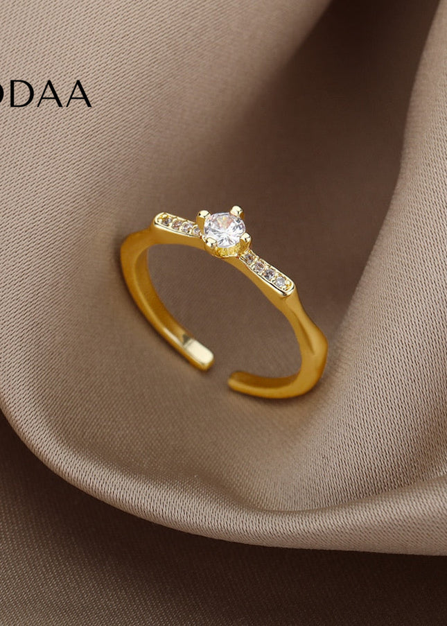 Lucca Ring | Gold Zirconia Small Stone Fine Ring - Gold / Adjustable - Rings