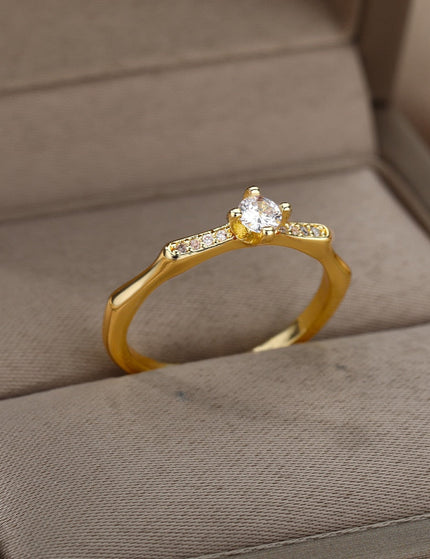 Lucca Ring | Gold Zirconia Small Stone Fine Ring - Gold / Adjustable - Rings