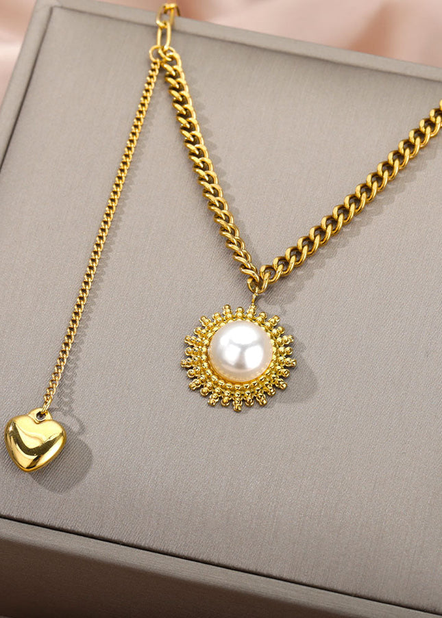 Scholar Pendant Necklace | Gold Pearl Statement Chain - Gold - Necklaces