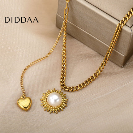 Scholar Pendant Necklace | Gold Pearl Statement Chain - Gold - Necklaces