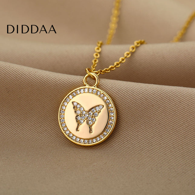 Allie Pendant Necklace | Gold Zirconia Butterfly - Necklaces